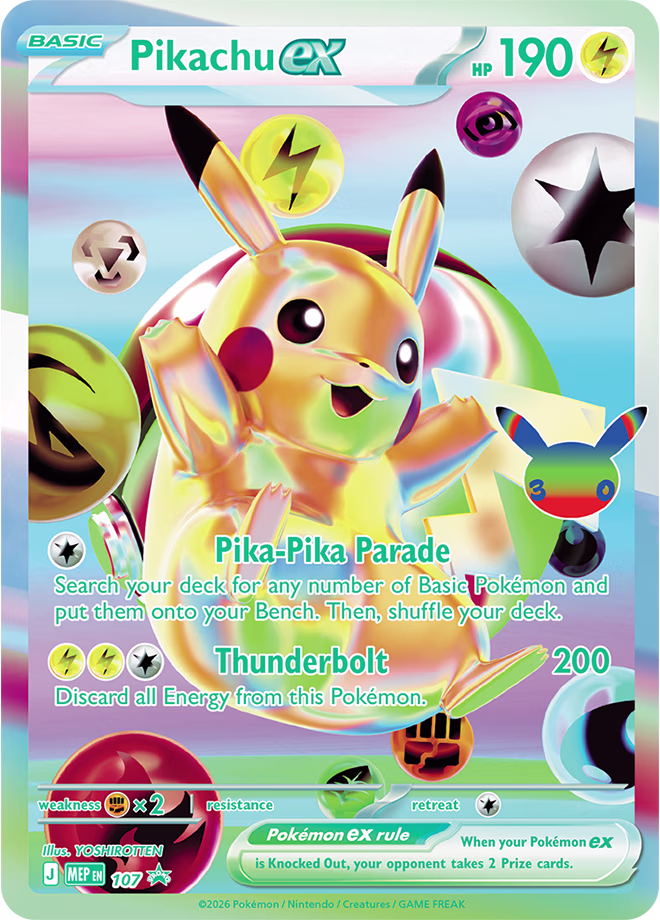 2026 Pokemon TCG 30th Celebration Pikachu ex promo card