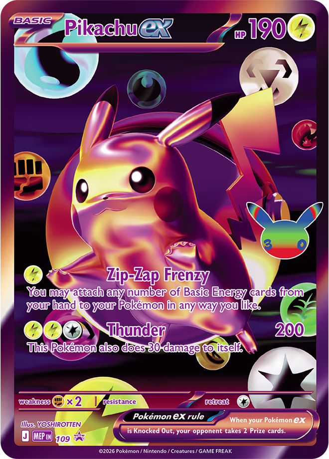 2026 Pokemon TCG 30th Celebration Pikachu ex promo card alternate