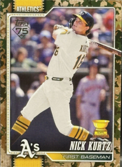 The Main Flagship Parallels to Chase in 2026 Topps Series 2 Baseball 9 2026 Topps Series 2 Baseball Nick Kurtz Memorial Day Camo /25 RC