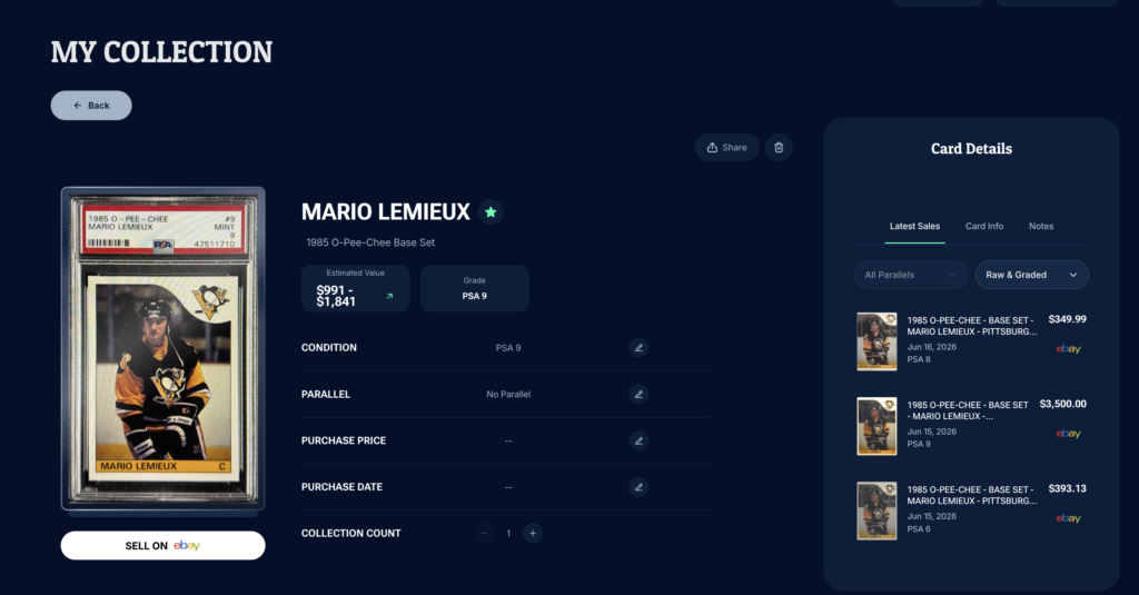 Example of Purchase Tracking in Ludex Collection Web Management