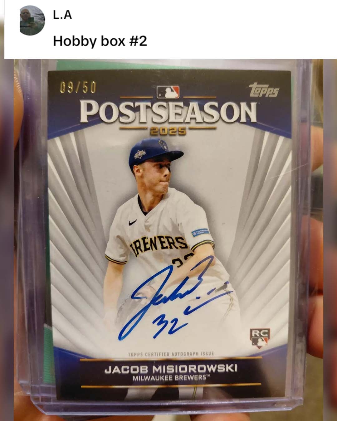 2026 Topps Series 2 Baseball Postseason 2025 Auto 09/50 Jacob Misiorowski RC