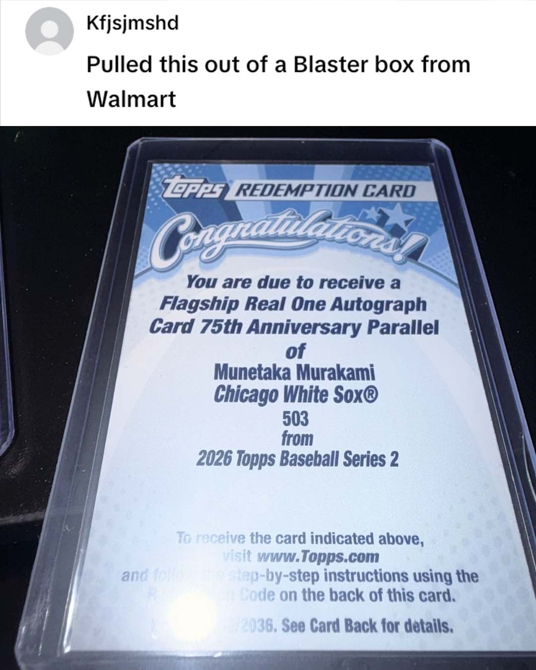 2026 Topps Series 2 Baseball Redemption Flagship Real One Auto 75th Anniversary Munetaka Murakami