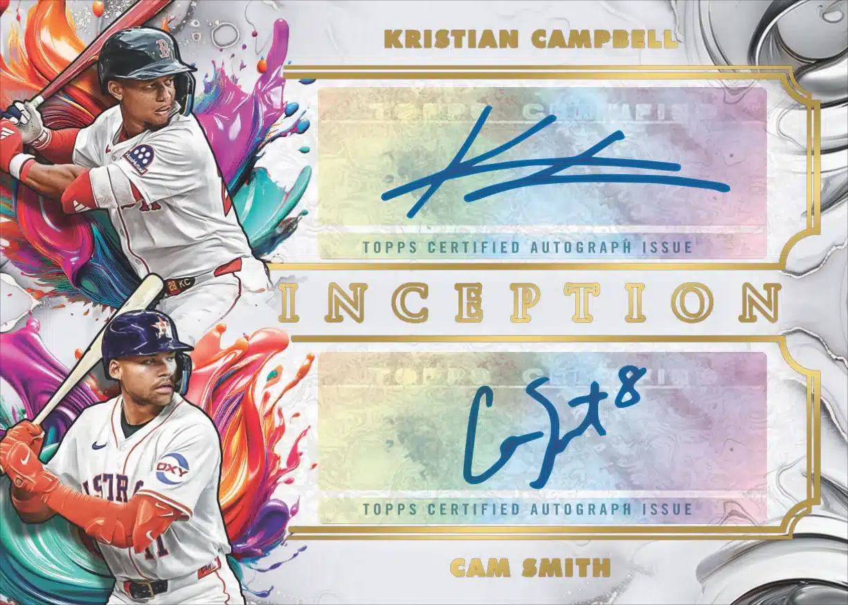 2025 Topps Inception Baseball: Checklist, Hits, and Set Breakdown 16 2025 Topps Inception Baseball Dual Autograph Kristian Campbell Cam Smith RC