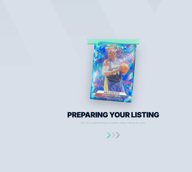 Ludex Web Collection Management preparing an eBay listing with AI-generated listing details for a trading card