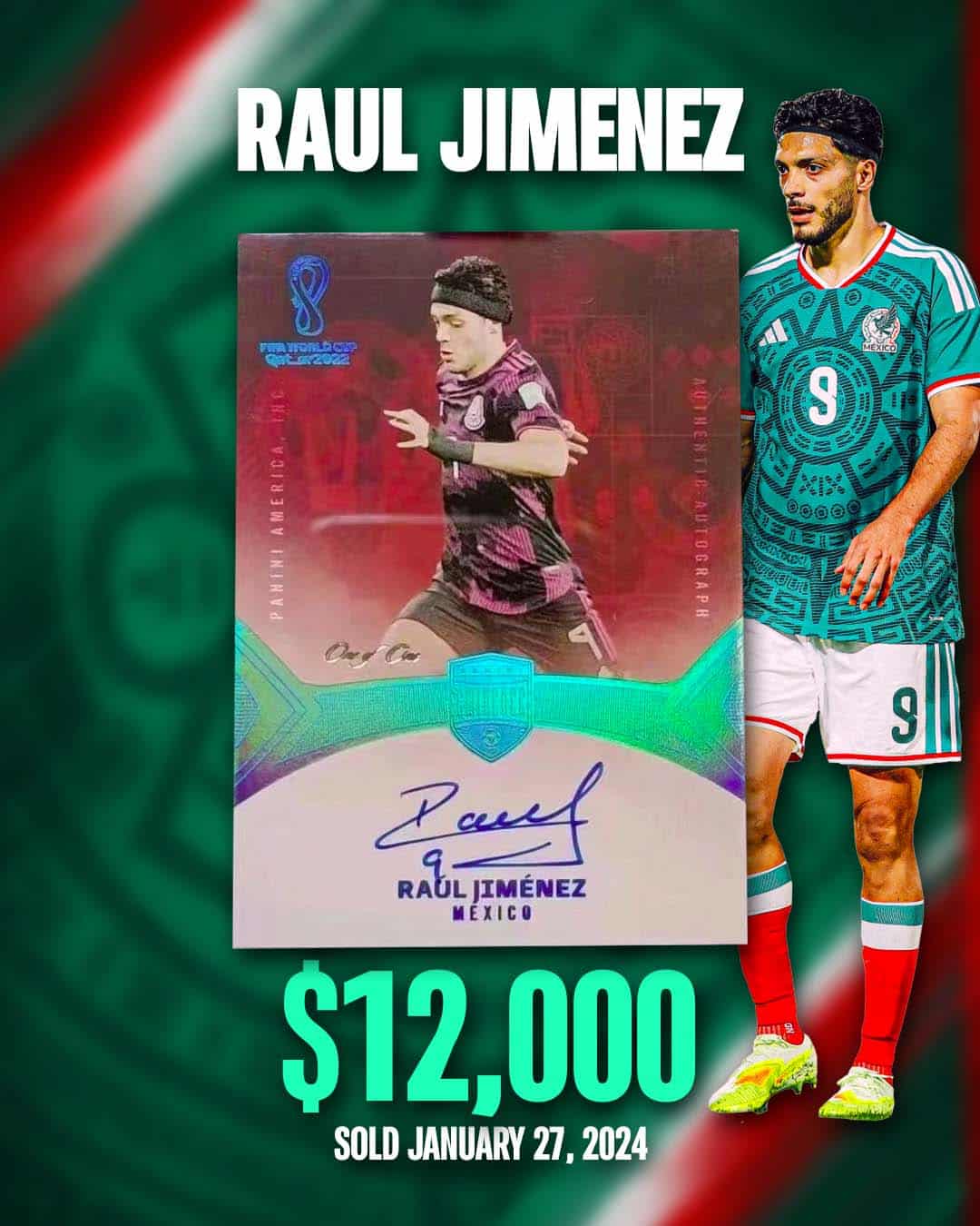2022 Panini Prizm World Cup Raul Jimenez 1/1 Auto Mexico