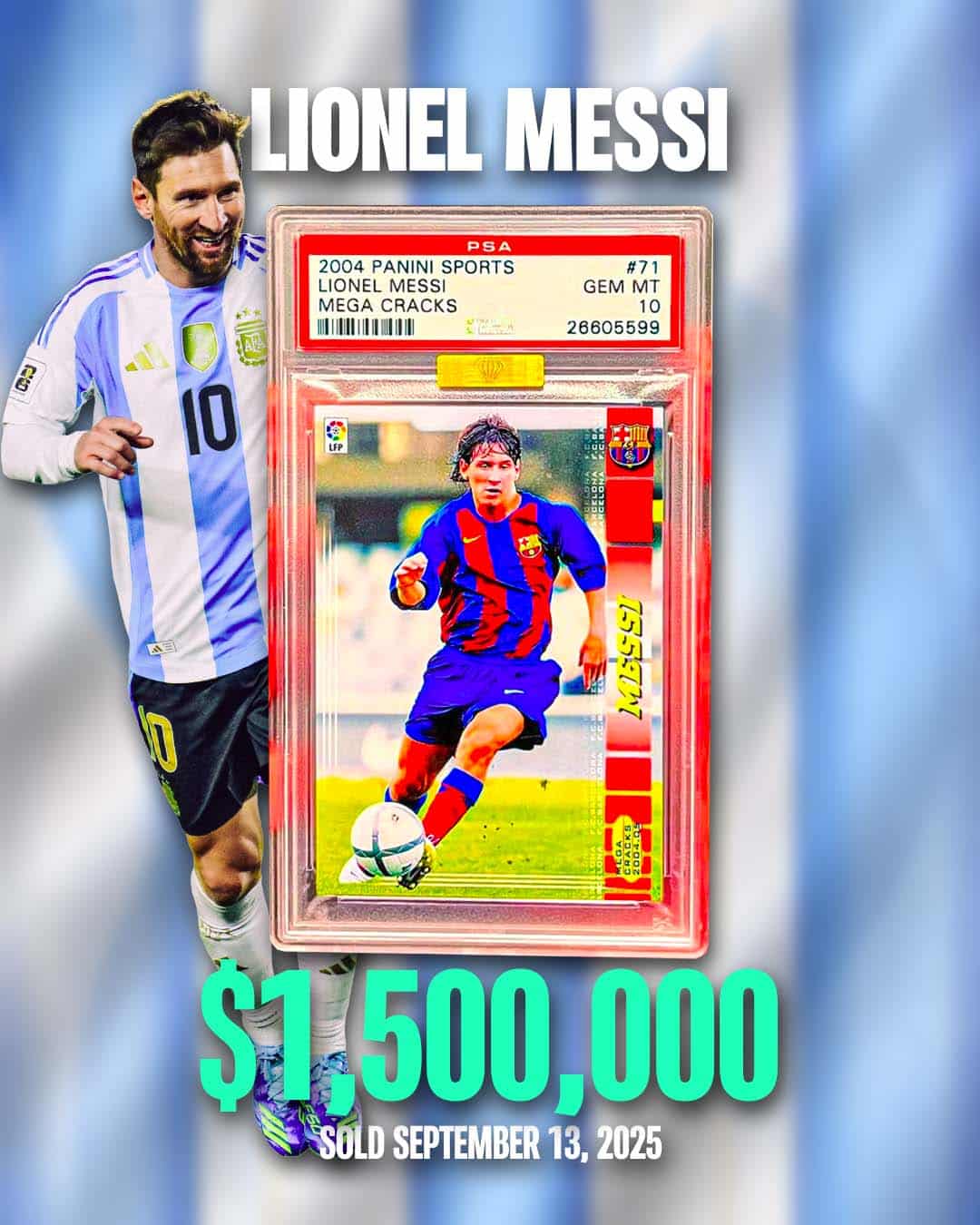 2004 Panini Sports Mega Cracks Lionel Messi PSA 10 Argentina