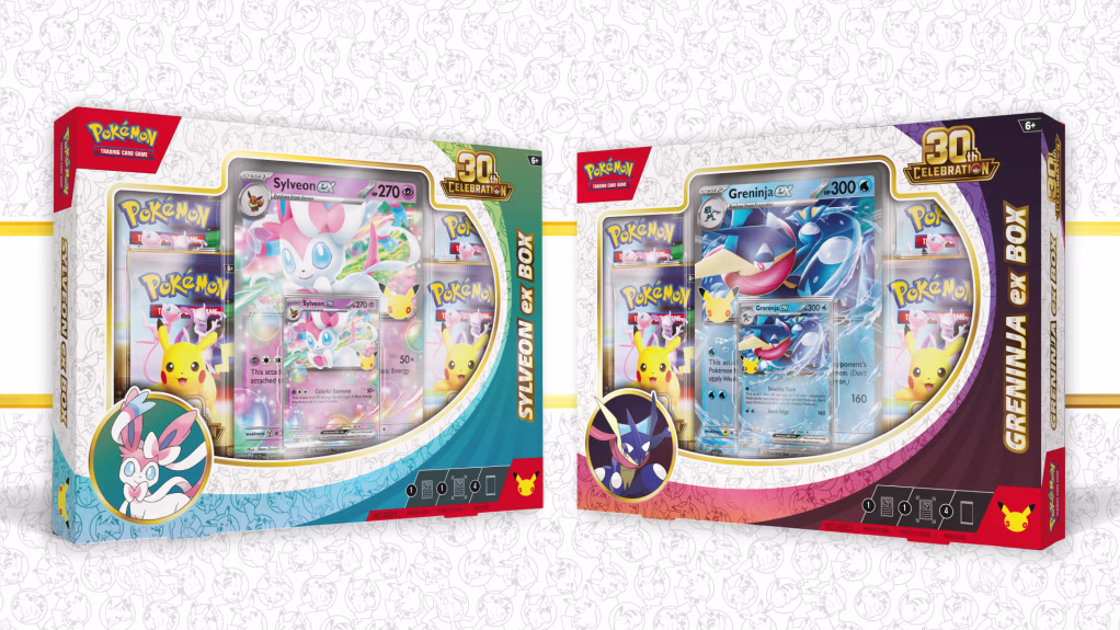 2026 Pokemon TCG 30th Celebration Pokemon ex Box Sylveon ex Greninja ex