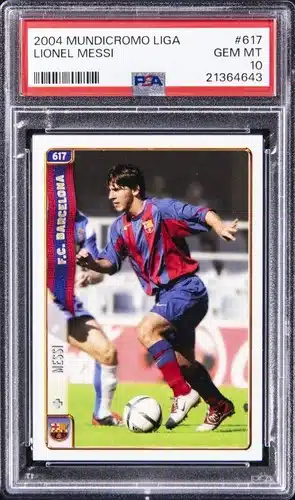 The Ten Most Graded Lionel Messi Cards of All Time 4 Lionel Messi 2004 Mundicromo Liga #617 PSA 10