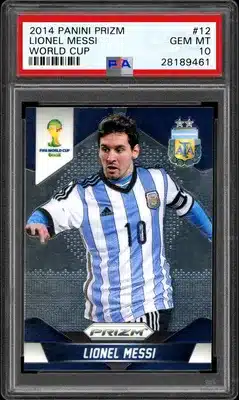 The Ten Most Graded Lionel Messi Cards of All Time 12 Lionel Messi 2014 Panini Prizm World Cup #12 PSA 10