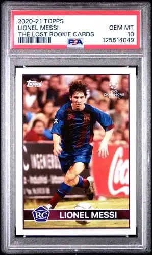 The Ten Most Graded Lionel Messi Cards of All Time 3 Lionel Messi 2020-21 Topps The Lost Rookie Cards PSA 10