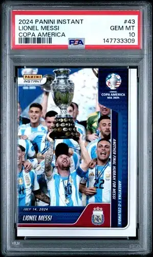 The Ten Most Graded Lionel Messi Cards of All Time 7 Lionel Messi 2024 Panini Instant Copa América #43 PSA 10