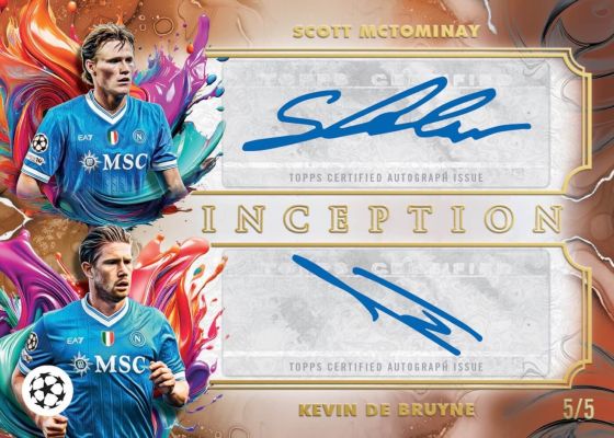 2026 Topps Inception UEFA Club Competitions Scott McTominay Kevin De Bruyne Dual Autographs 5/5