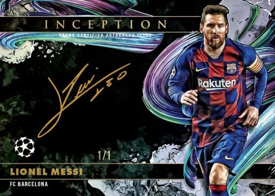 2026 Topps Inception UEFA Club Competitions Lionel Messi Silver Signings Gold Ink 1/1