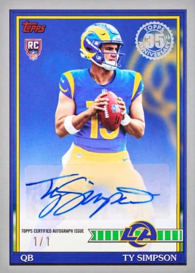 2026 Topps Flagship Football Ty Simpson 1991 Topps Autograph Platinum 1/1