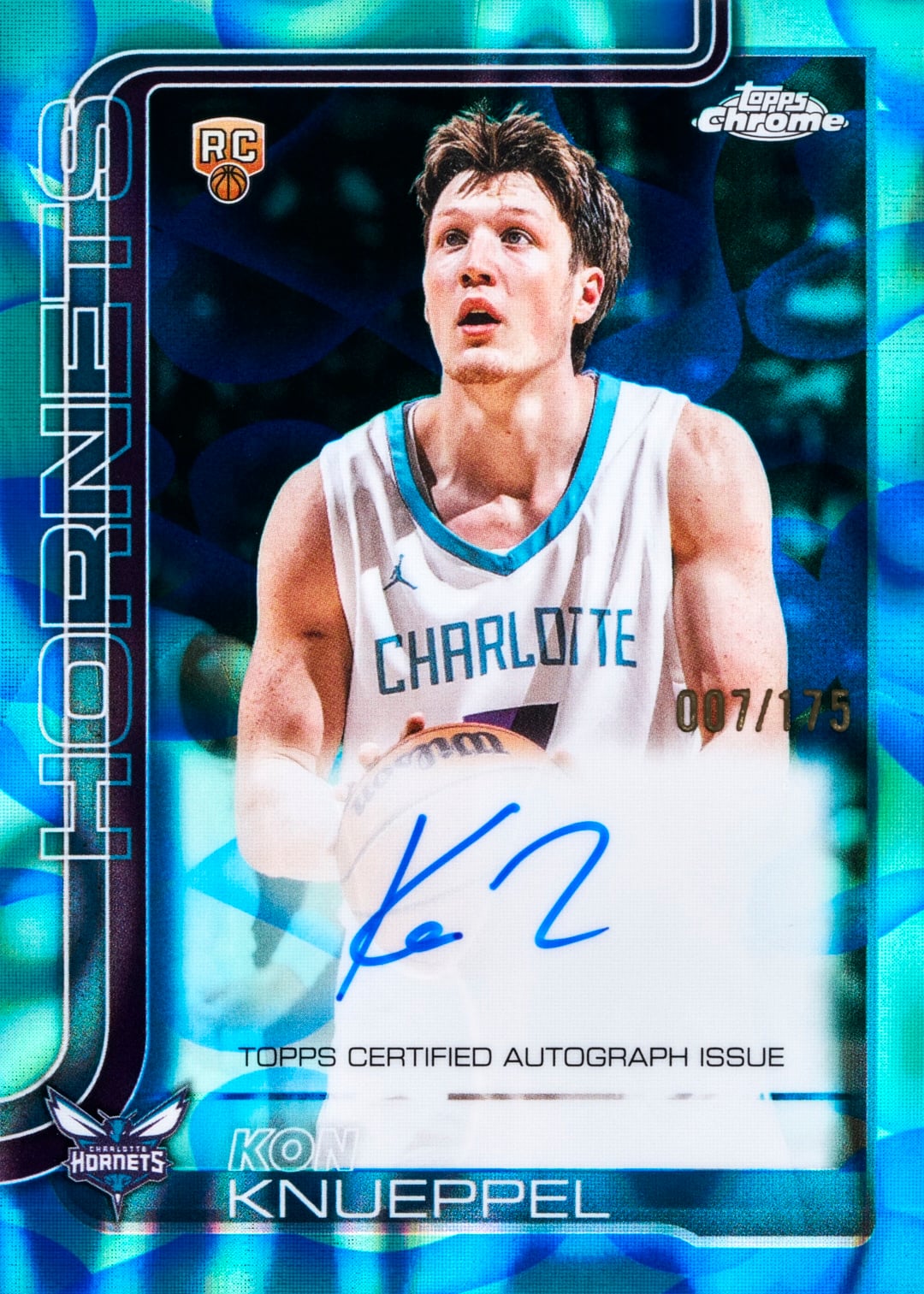 2025-26 Topps Chrome Update Basketball Kon Knueppel Rookie Auto Lava Lamp Aqua Blue 007/175