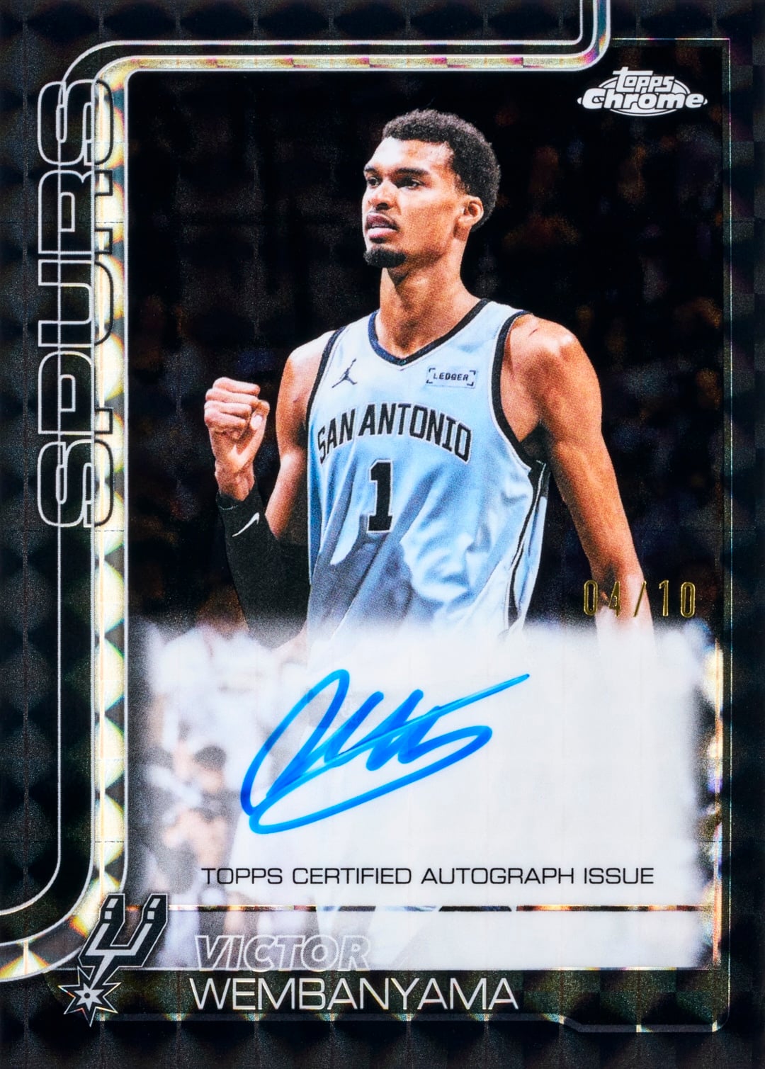 2025-26 Topps Chrome Update Basketball Victor Wembanyama Chrome Autographs Black Geometric Refractor 04/10