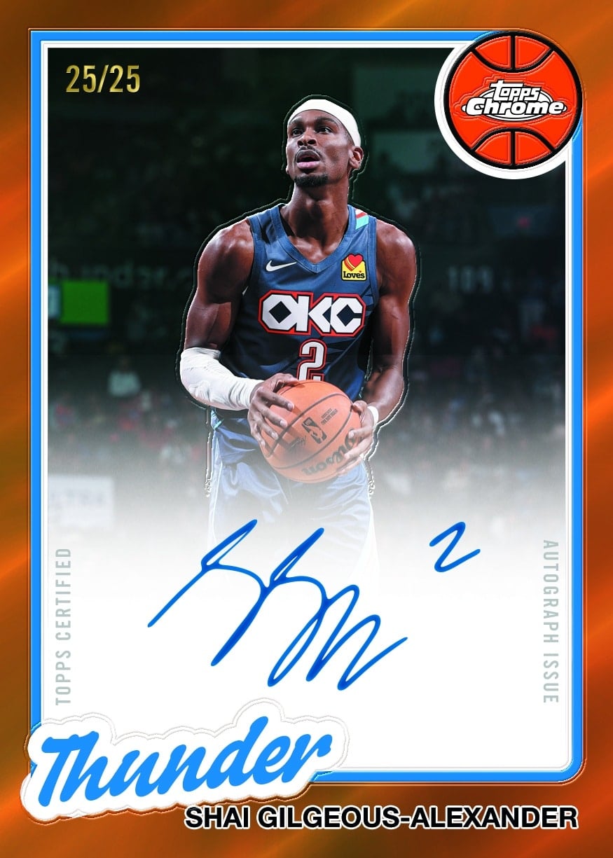 2025-26 Topps Chrome Update Basketball Shai Gilgeous-Alexander 1980-81 Autographs Orange Refractor 25/25