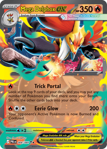 2026 Pokémon TCG Pitch Black Mega Delphox ex Double Rare 008/084