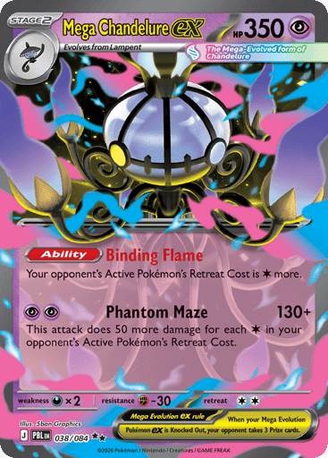 2026 Pokémon TCG Pitch Black Mega Chandelure ex Double Rare 038/084
