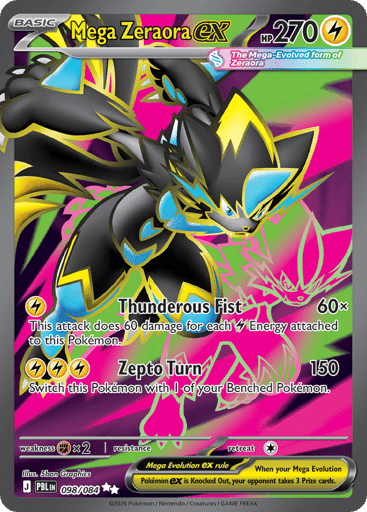 2026 Pokémon TCG Pitch Black Mega Zeraora ex Ultra Rare 098/084