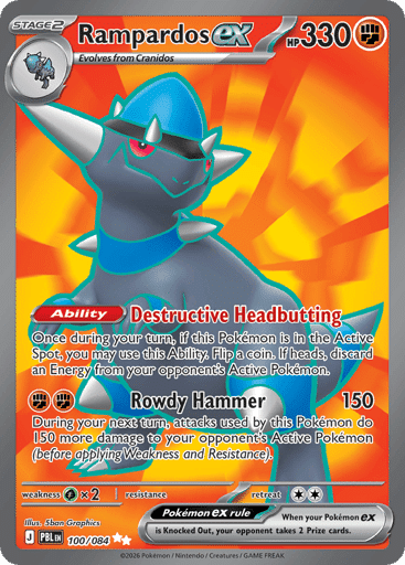 2026 Pokémon TCG Pitch Black Rampardos ex Ultra Rare 100/084