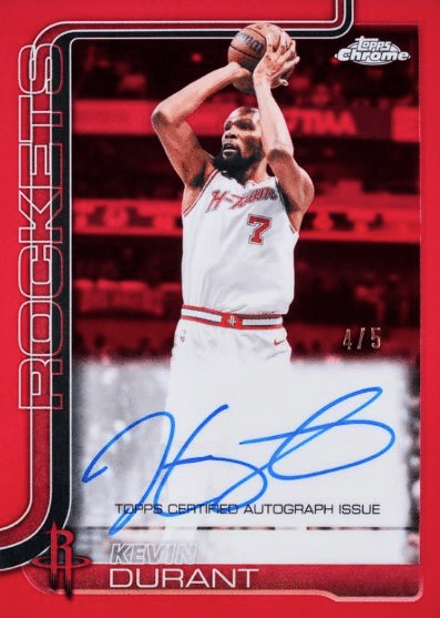 2025-26 Topps Chrome Update Basketball Kevin Durant Rockets Autograph 4/5