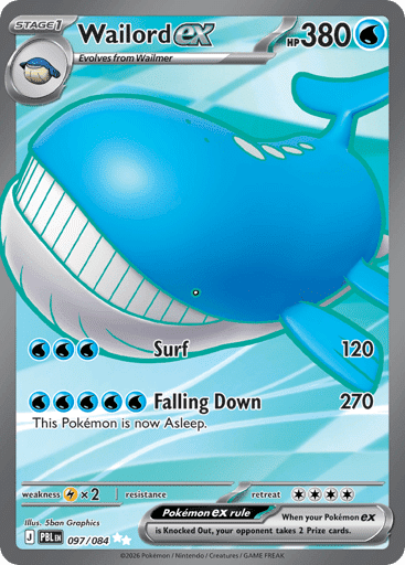 2026 Pokémon TCG Pitch Black Wailord ex Ultra Rare 097/084