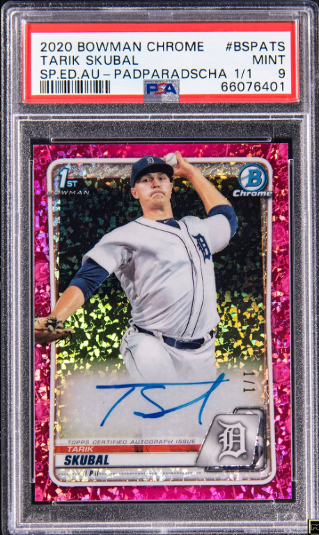 2020 Bowman Chrome Sapphire Edition Padparadscha Autograph Tarik Skubal 1/1 PSA 9