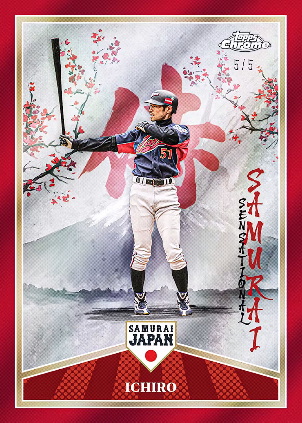 2026 Topps Chrome Team Samurai Japan Ichiro Sensational Samurai Red Refractor 5