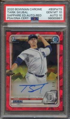 2020 Bowman Chrome Sapphire Edition Red Autograph Tarik Skubal PSA 10