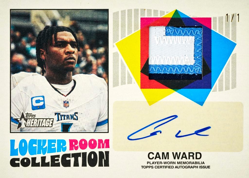 Best Cards to Look For in 2026 Topps Heritage Football 10 2026 Topps Heritage Football Lockerroomautorelic Patch Camward Fr